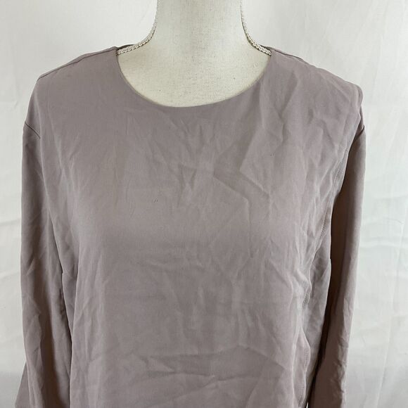 MM LaFleur Blouse XL Lavender-Gray 3/4 Sleeve Drape Detail - Picture 3 of 12